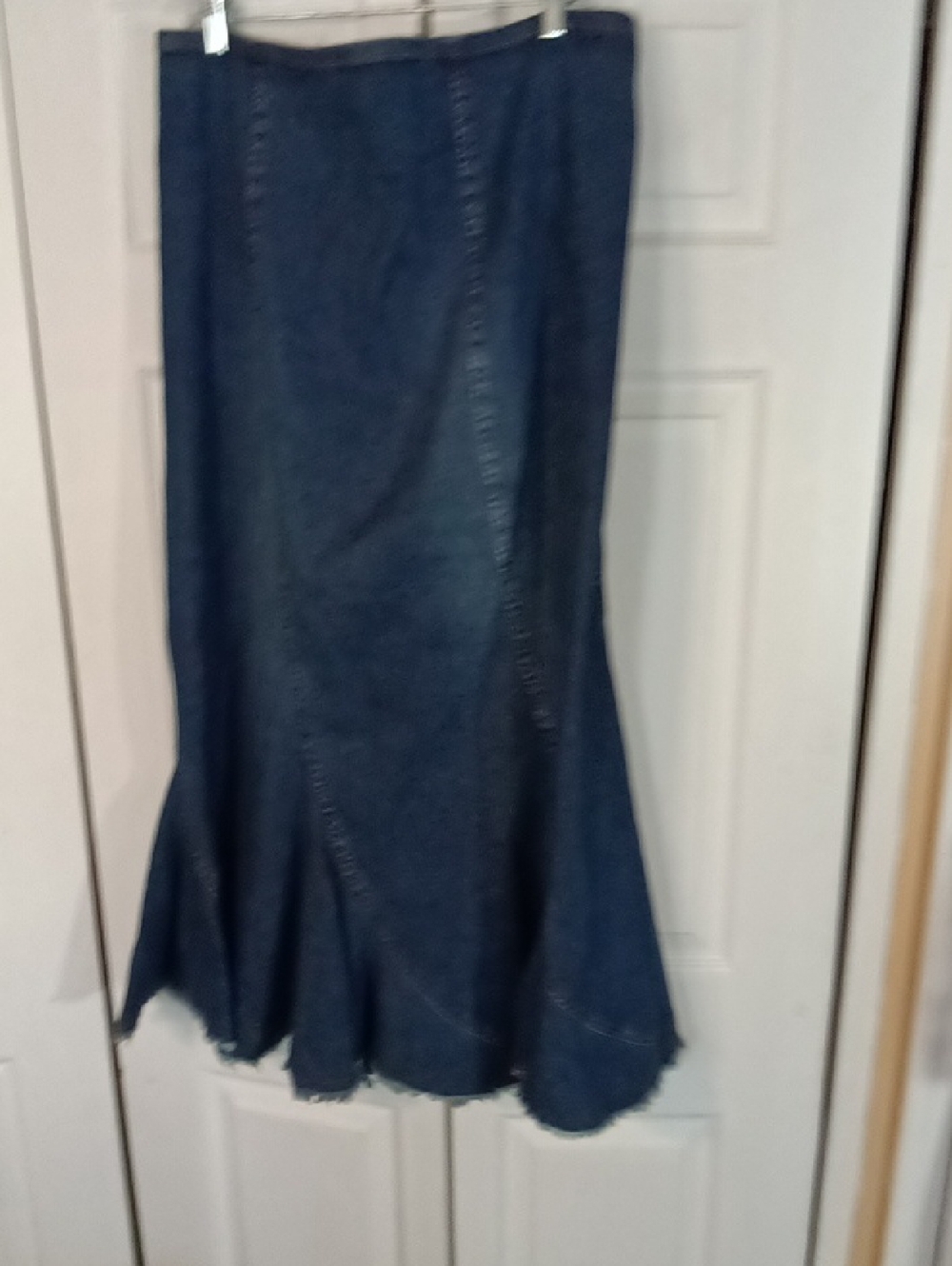 Ashley Stewart Dark Blue Denim Skirt with Zip Front